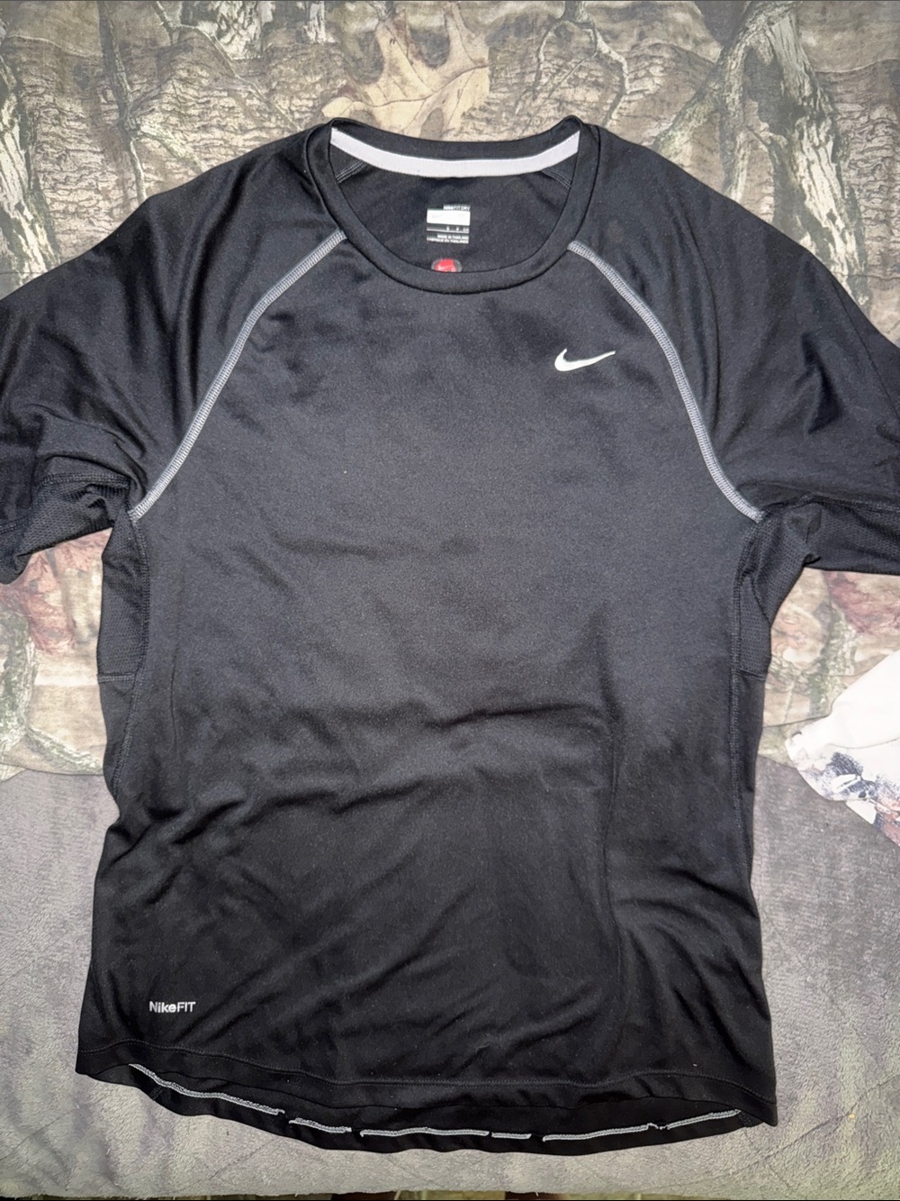 Nike Black Short Sleeve Dri-FIT Athletic Tee with Gray Piping